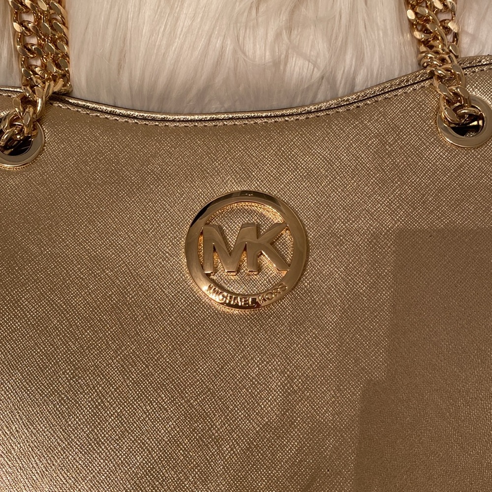 NWT Gold Metallic Michael Kors Tote - Picture 2 of 10